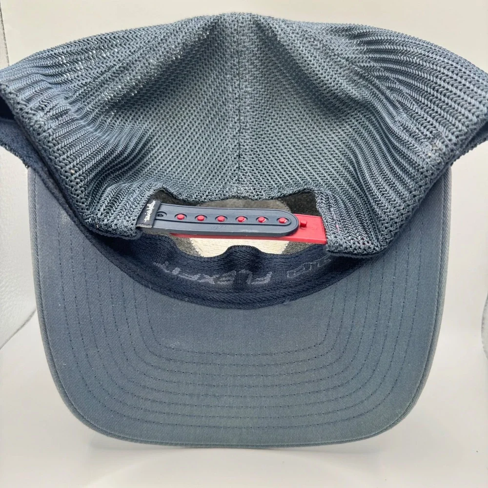 Travis Mathew Mens Flexfit 110 Trucker‎ Hat Grey Navy The Patch Golf Cap